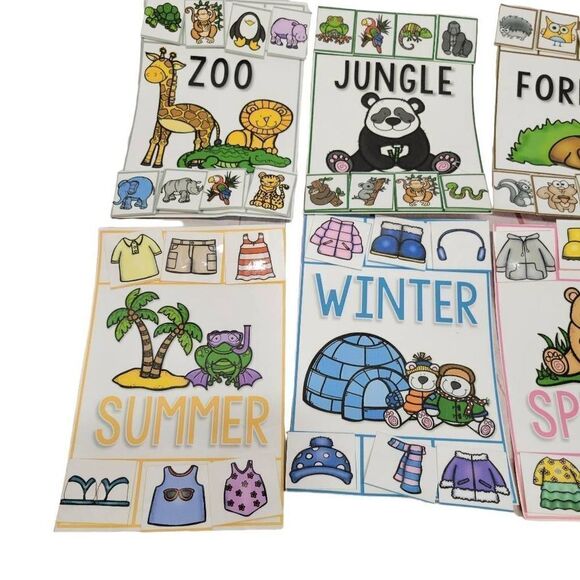 Homemade Matching Velcro cards, special needs teaching, seasons - Picture 2 of 4